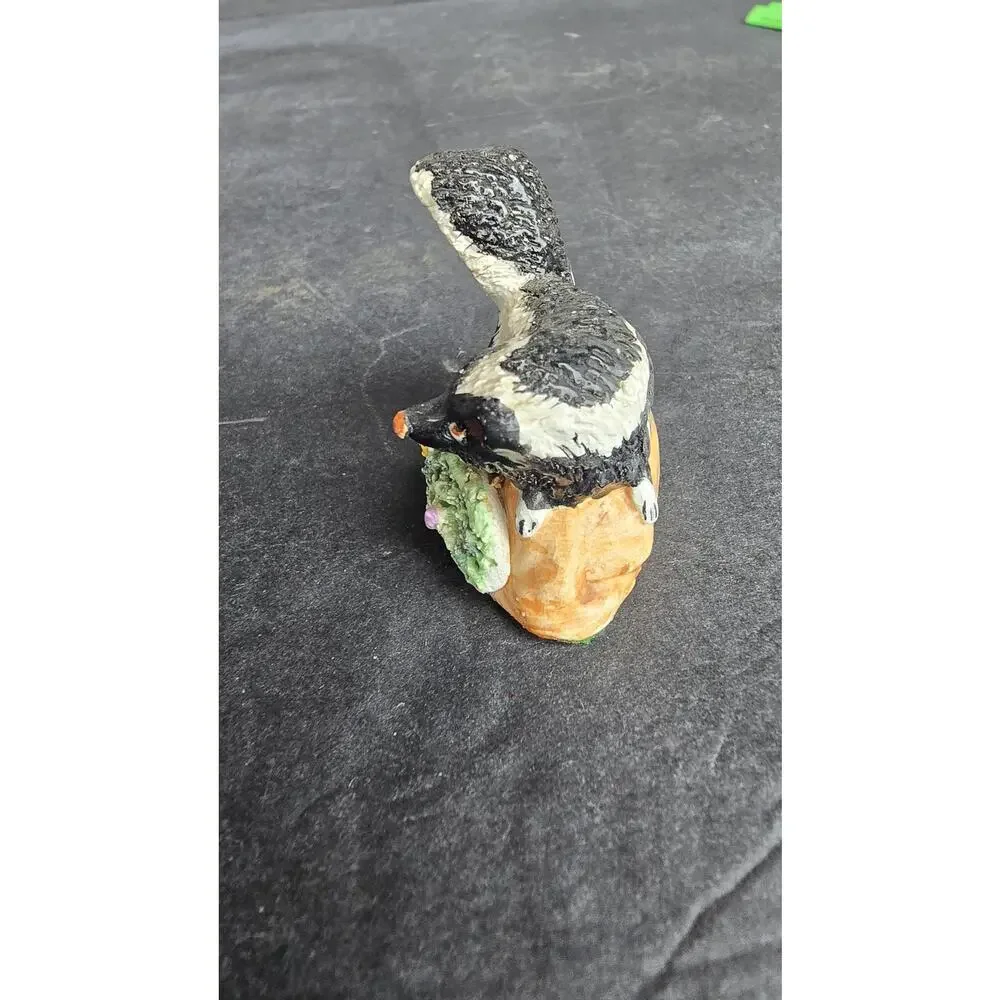 Vintage Basil Matthews Skunk Figurine Signed Hand Painted Ceramic Miniature